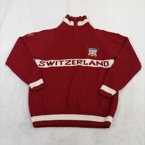 Alpine Club Switzerland Sweater Men's Size Small Red 1/4 Zip Limited Edition